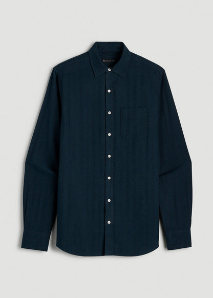 American Tall Men Nelson Flannel Shirt for Tall Men in Blue Chevron