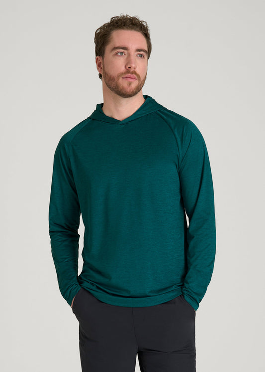 American Tall Men A.T. Performance Training Hoodie for Tall Men in Deep Teal Space Dye