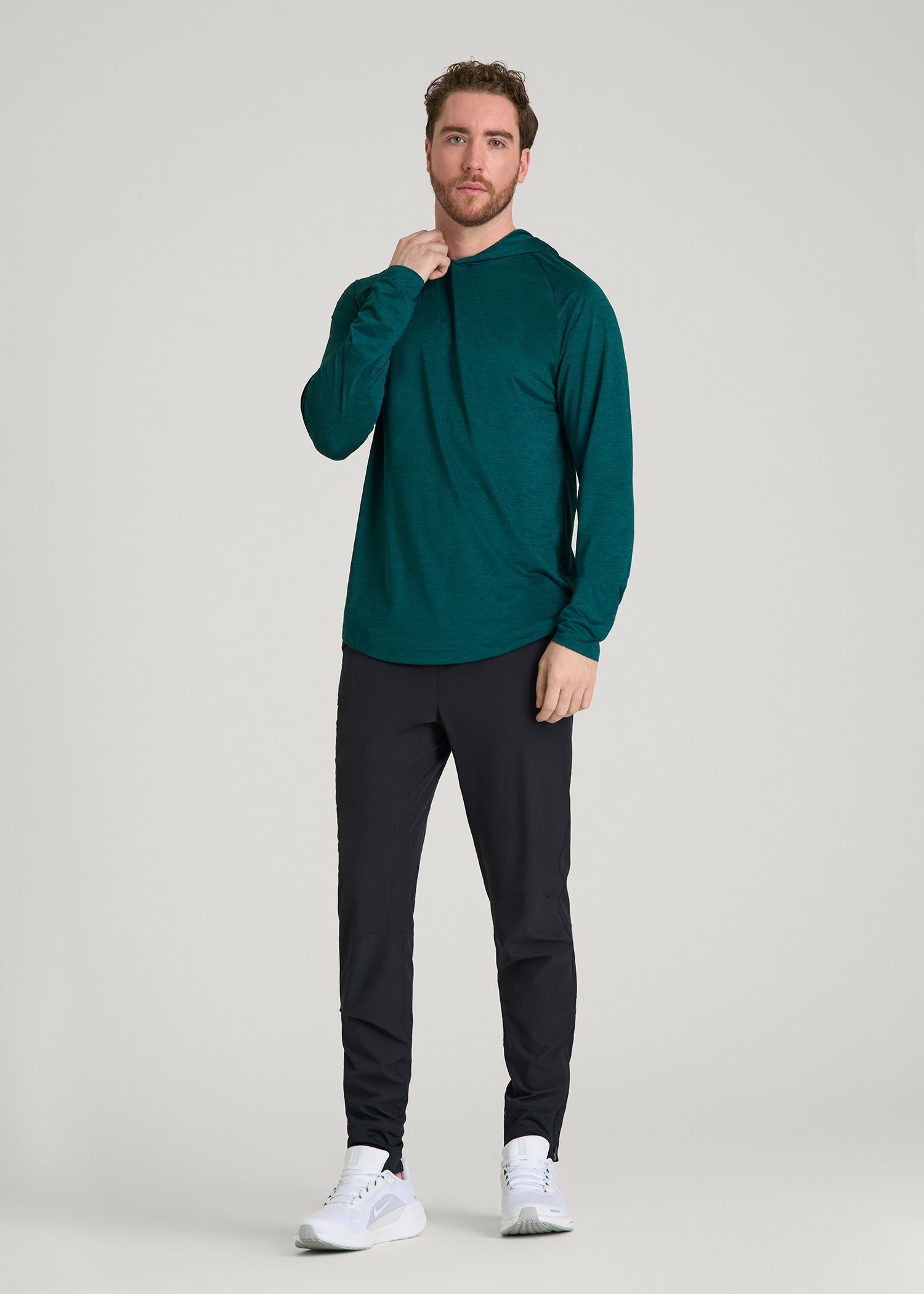 American Tall Men A.T. Performance Training Hoodie for Tall Men in Deep Teal Space Dye