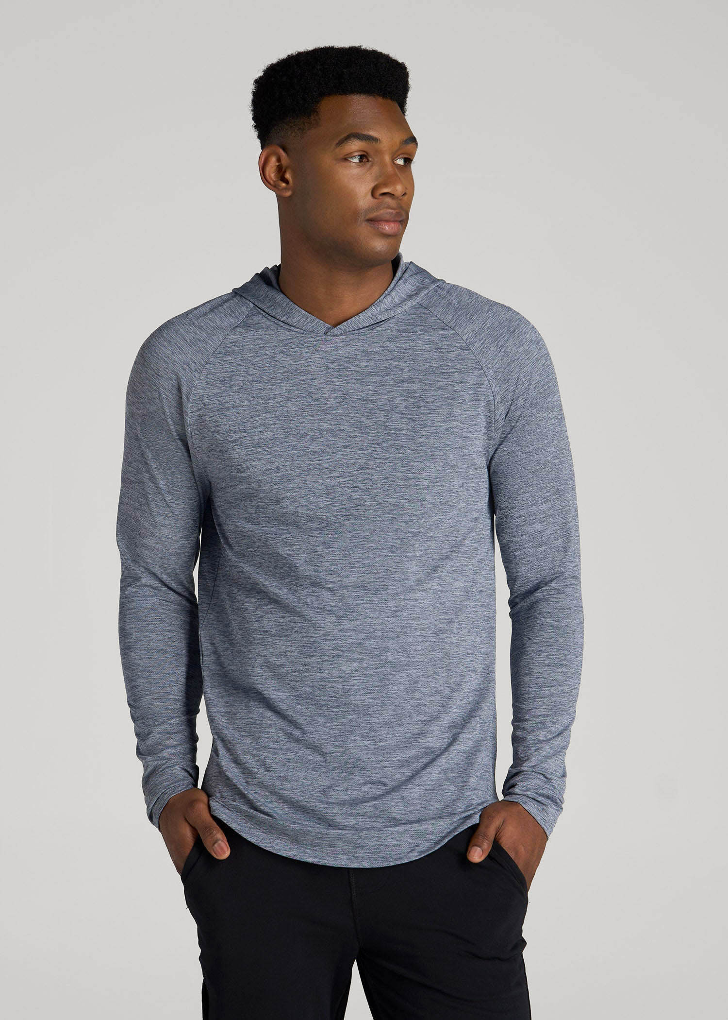 American Tall Men A.T. Performance Training Hoodie for Tall Men in Navy Space Dye