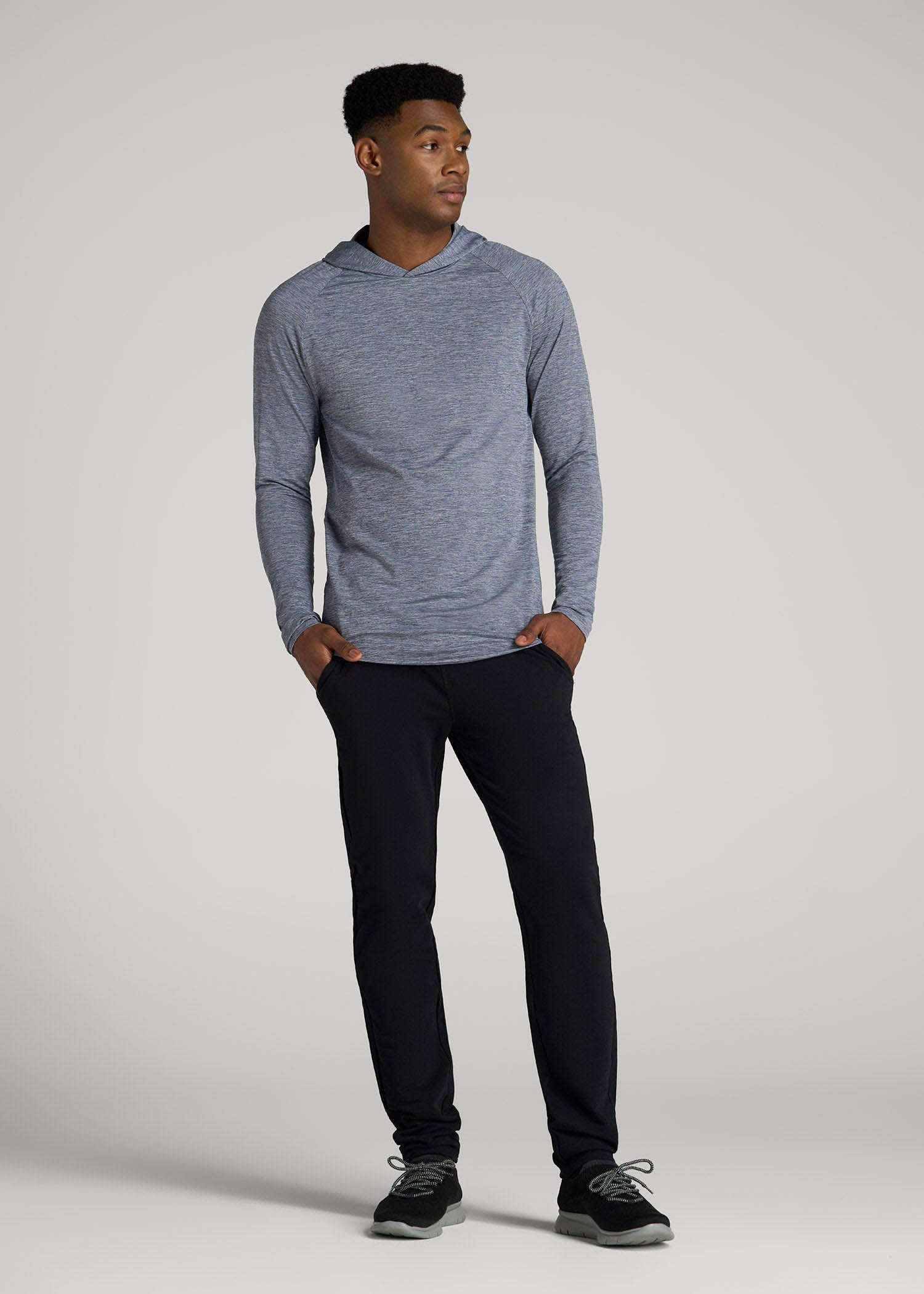 American Tall Men A.T. Performance Training Hoodie for Tall Men in Navy Space Dye