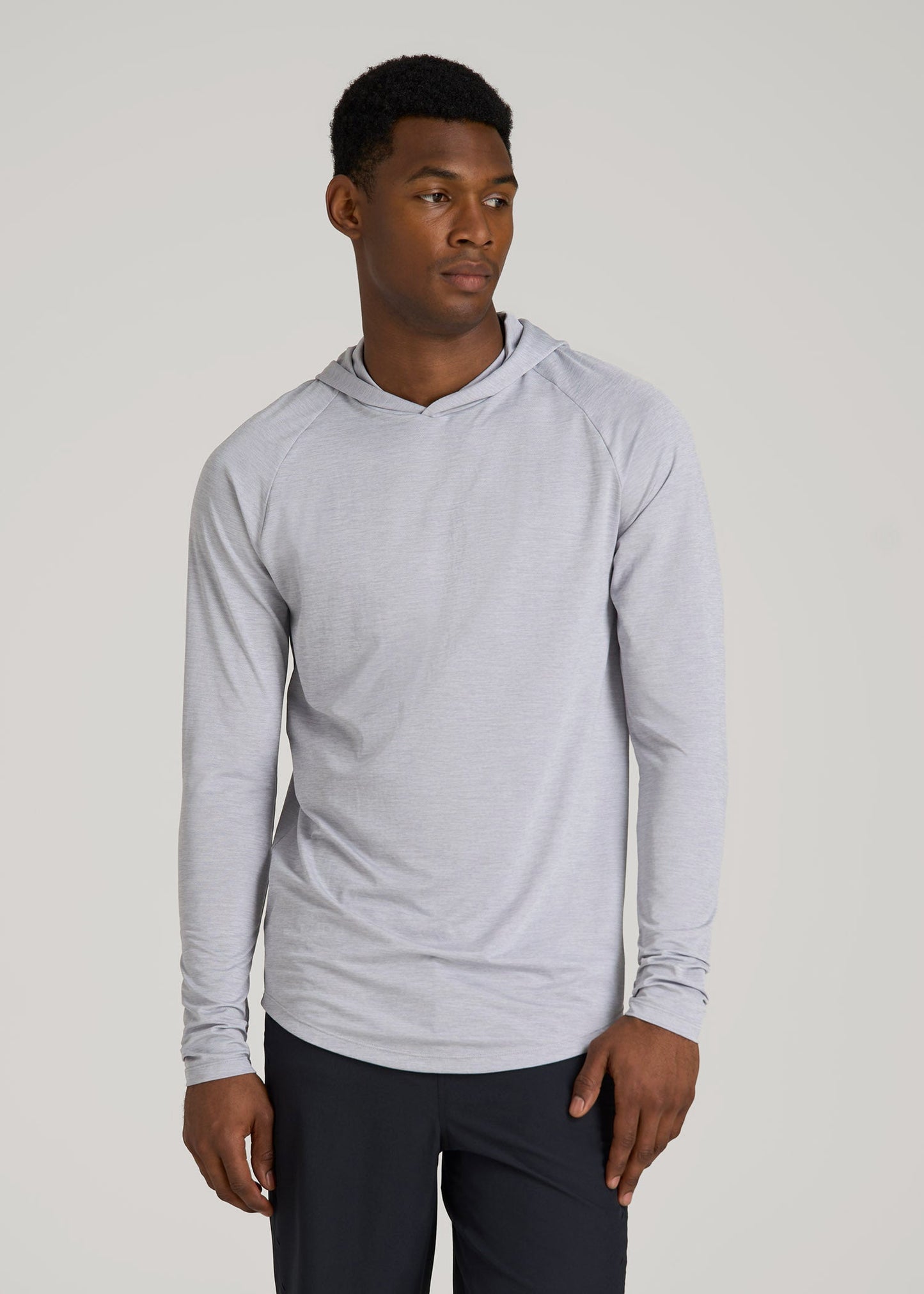 American Tall Men A.T. Performance Training Hoodie for Tall Men in Light Silver