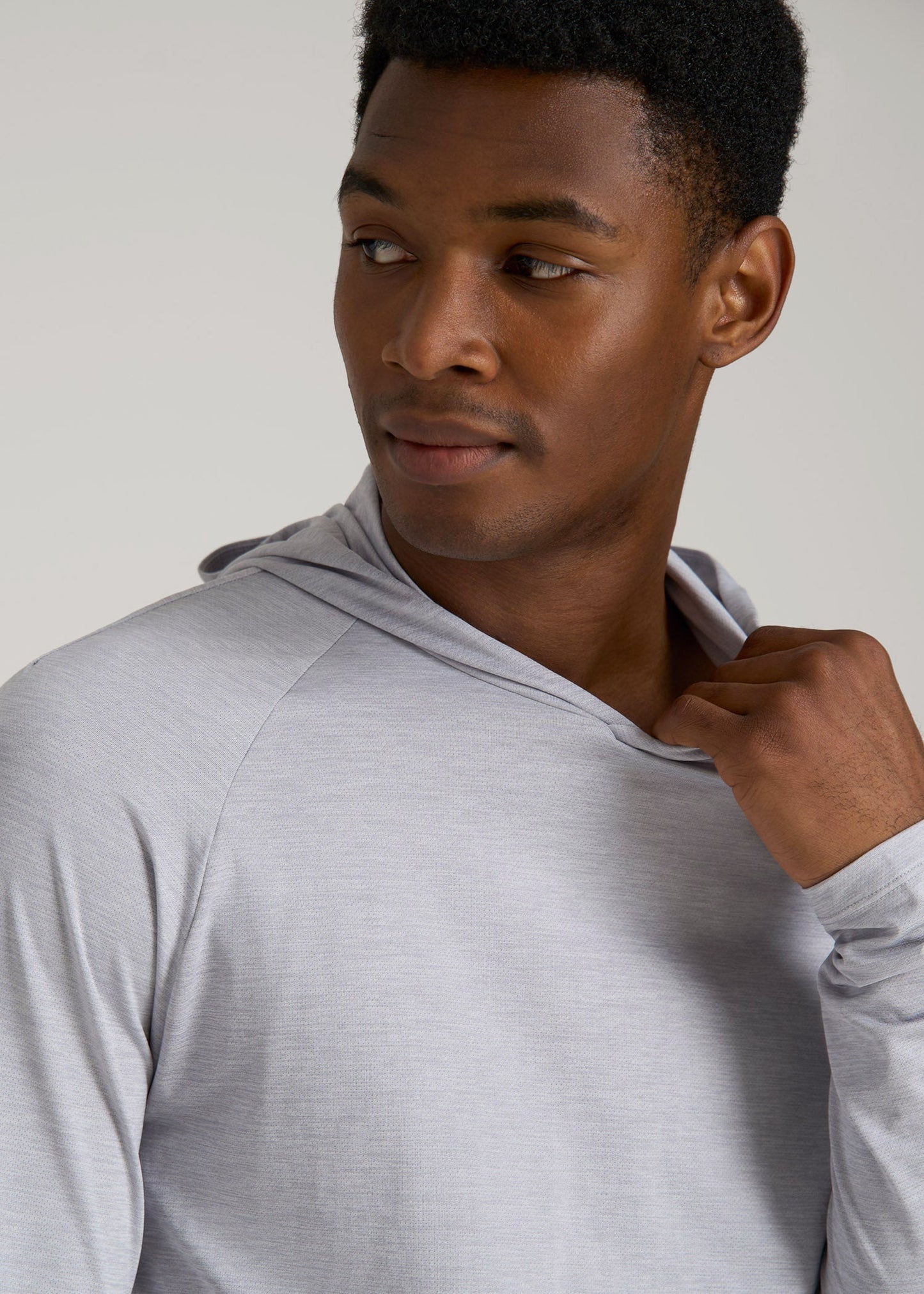 American Tall Men A.T. Performance Training Hoodie for Tall Men in Light Silver