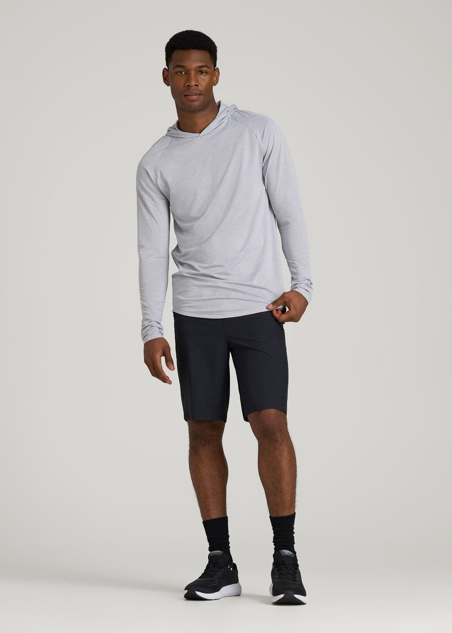 American Tall Men A.T. Performance Training Hoodie for Tall Men in Light Silver