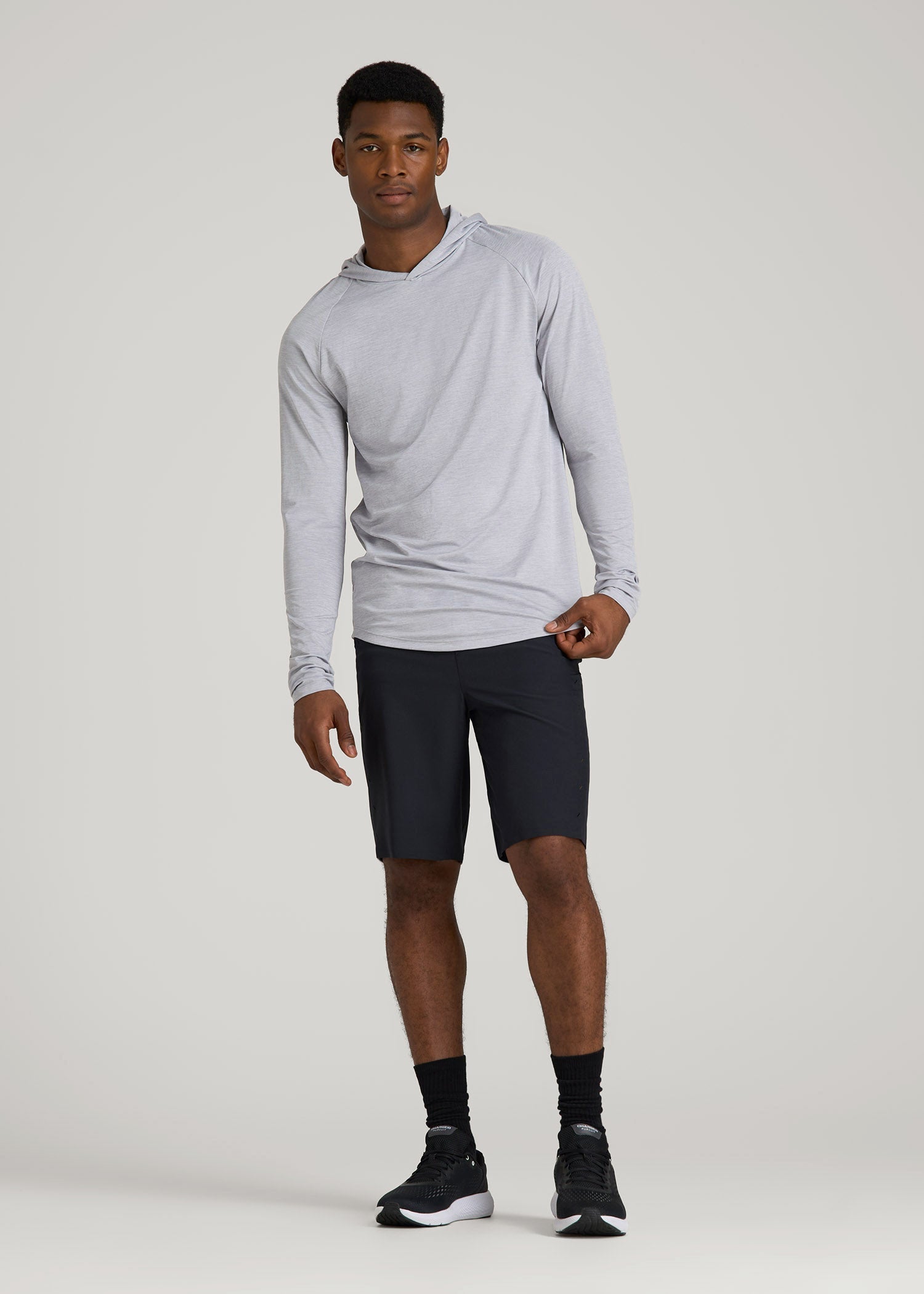 American Tall Men A.T. Performance Training Hoodie for Tall Men in Light Silver