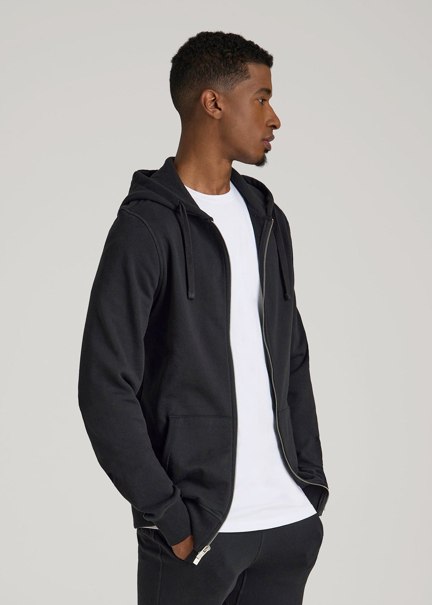 American Tall Men Wearever 2.0 French Terry Full-Zip Hoodie for Tall Men in Black