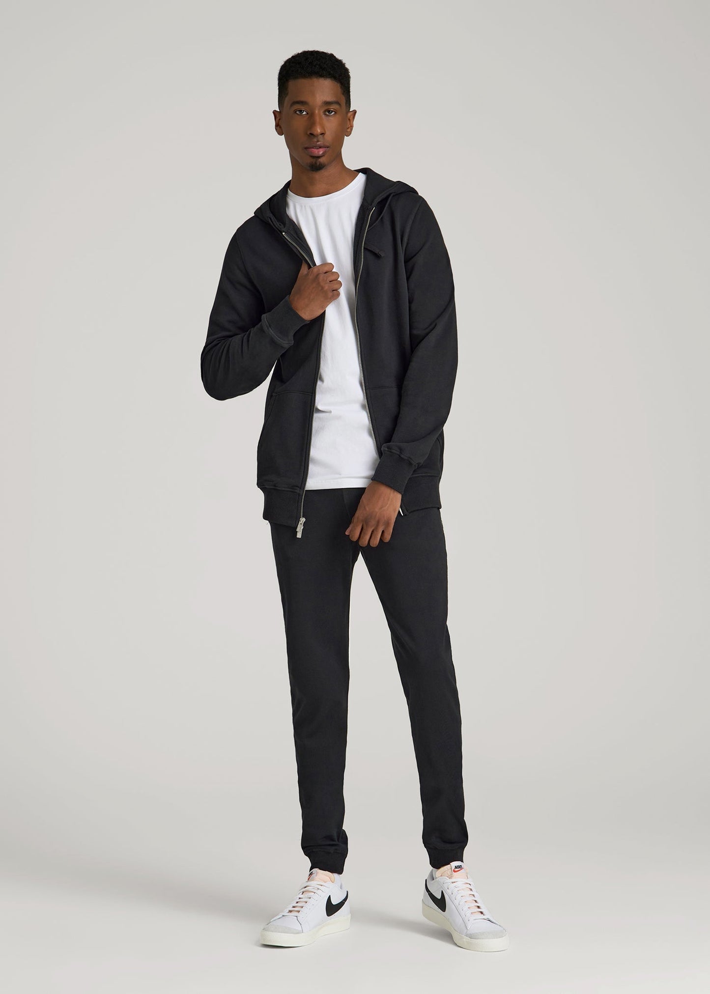 American Tall Men Wearever 2.0 French Terry Full-Zip Hoodie for Tall Men in Black