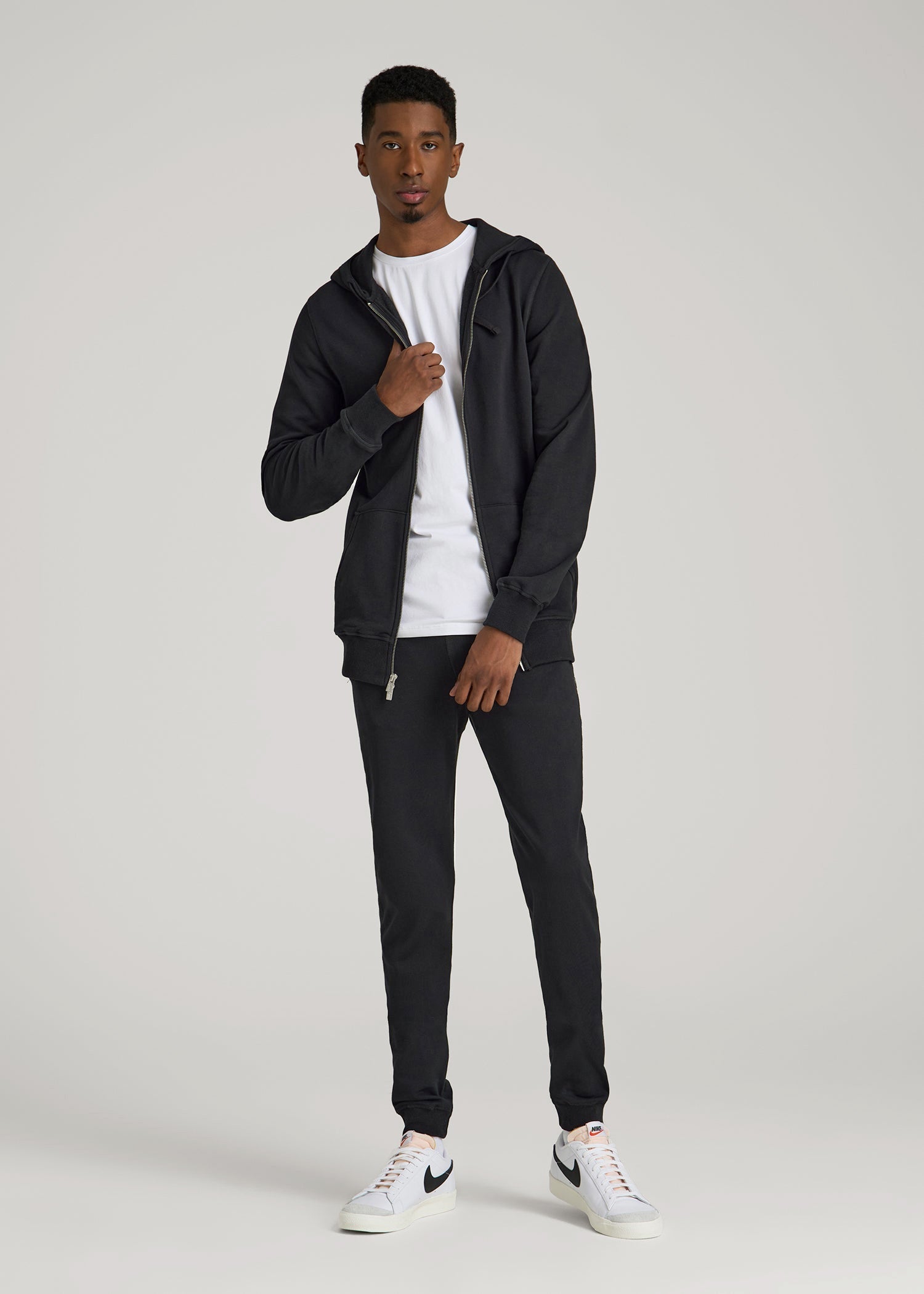 American Tall Men Wearever 2.0 French Terry Full-Zip Hoodie for Tall Men in Black