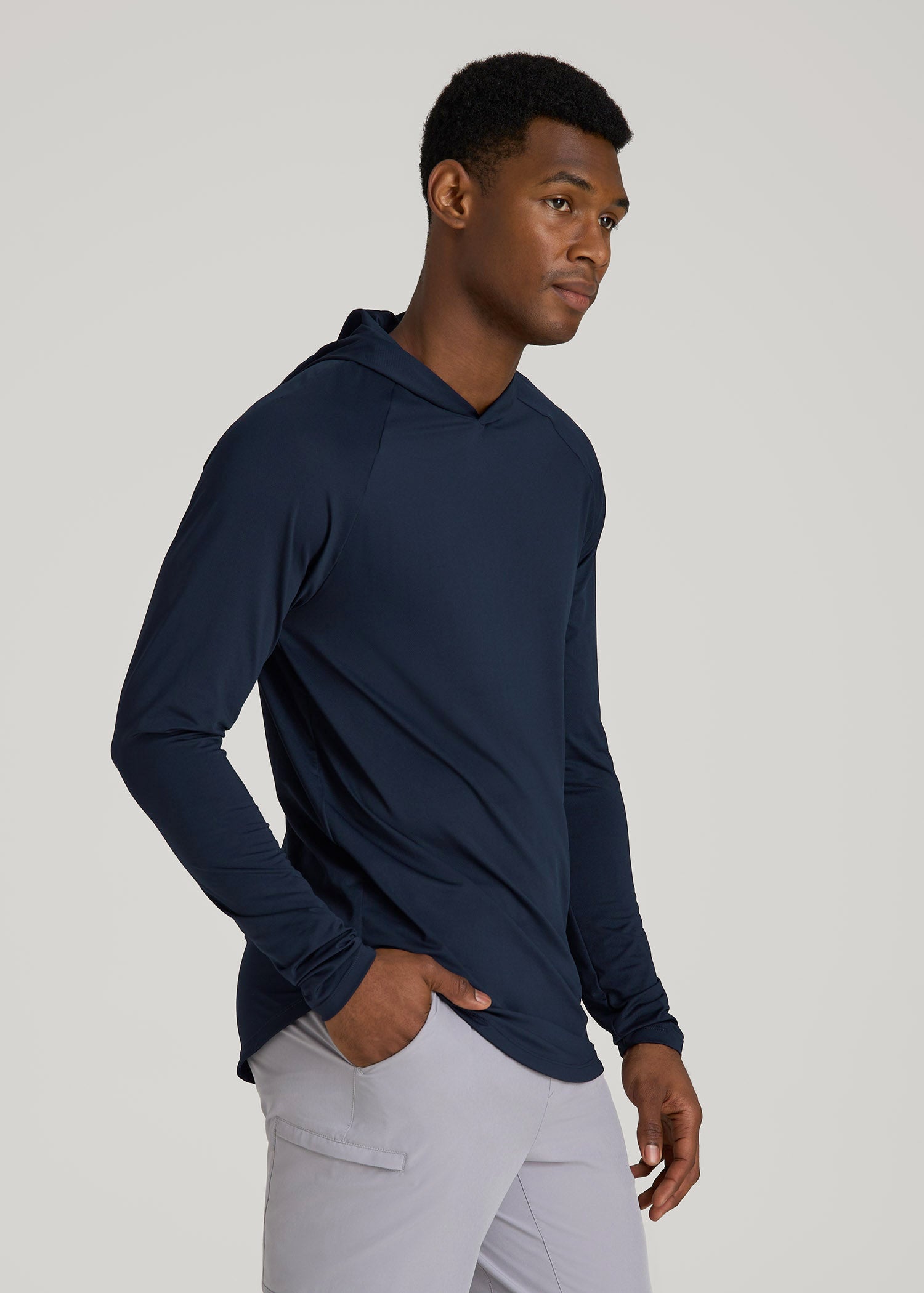 American Tall Men A.T. Performance Training Hoodie for Tall Men in Evening Blue