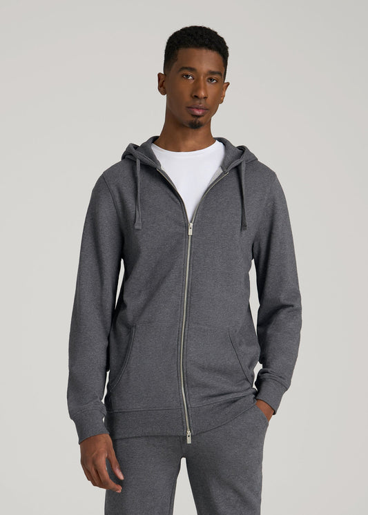 American Tall Men Wearever 2.0 French Terry Full-Zip Hoodie for Tall Men in Charcoal Mix
