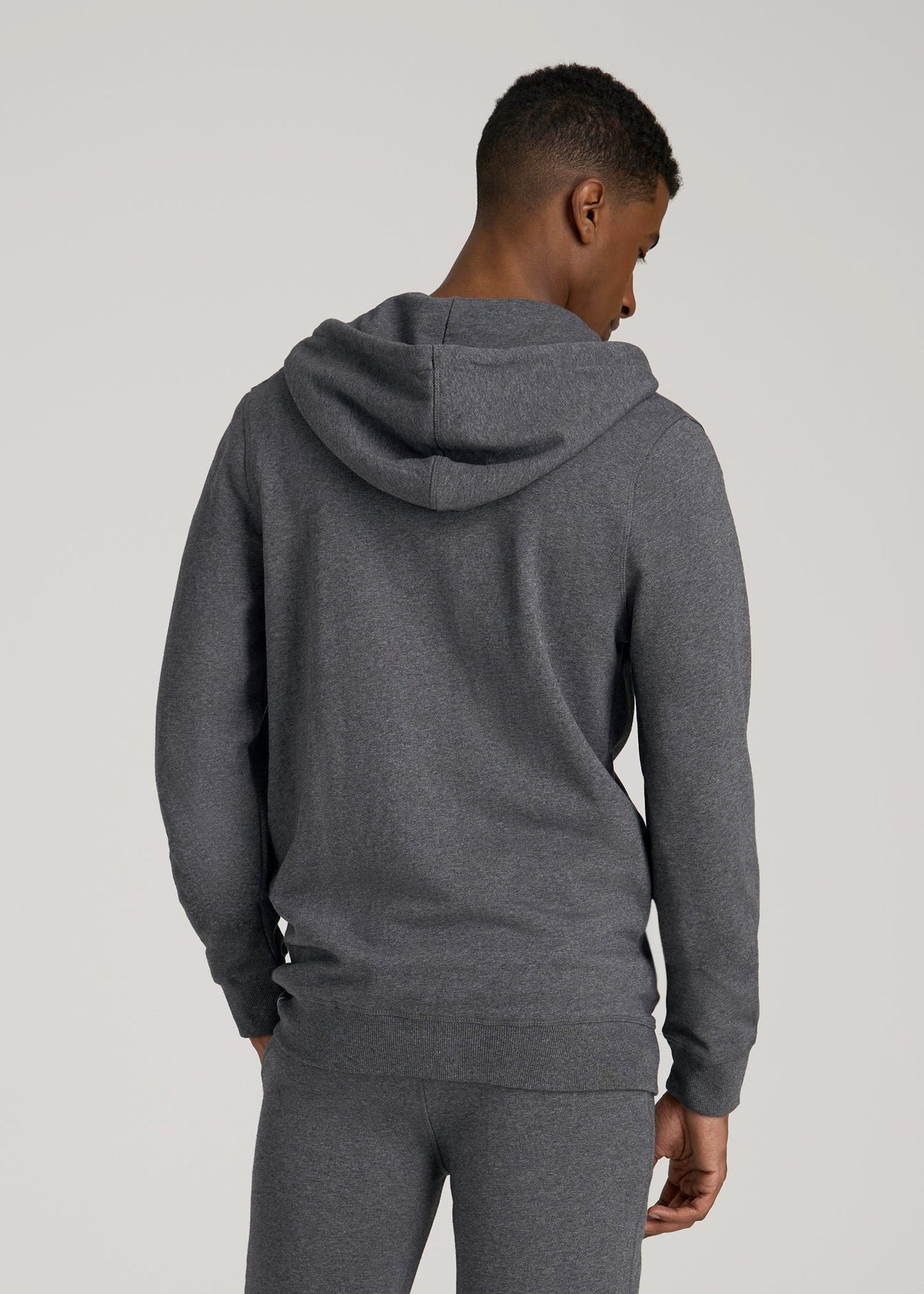 American Tall Men Wearever 2.0 French Terry Full-Zip Hoodie for Tall Men in Charcoal Mix