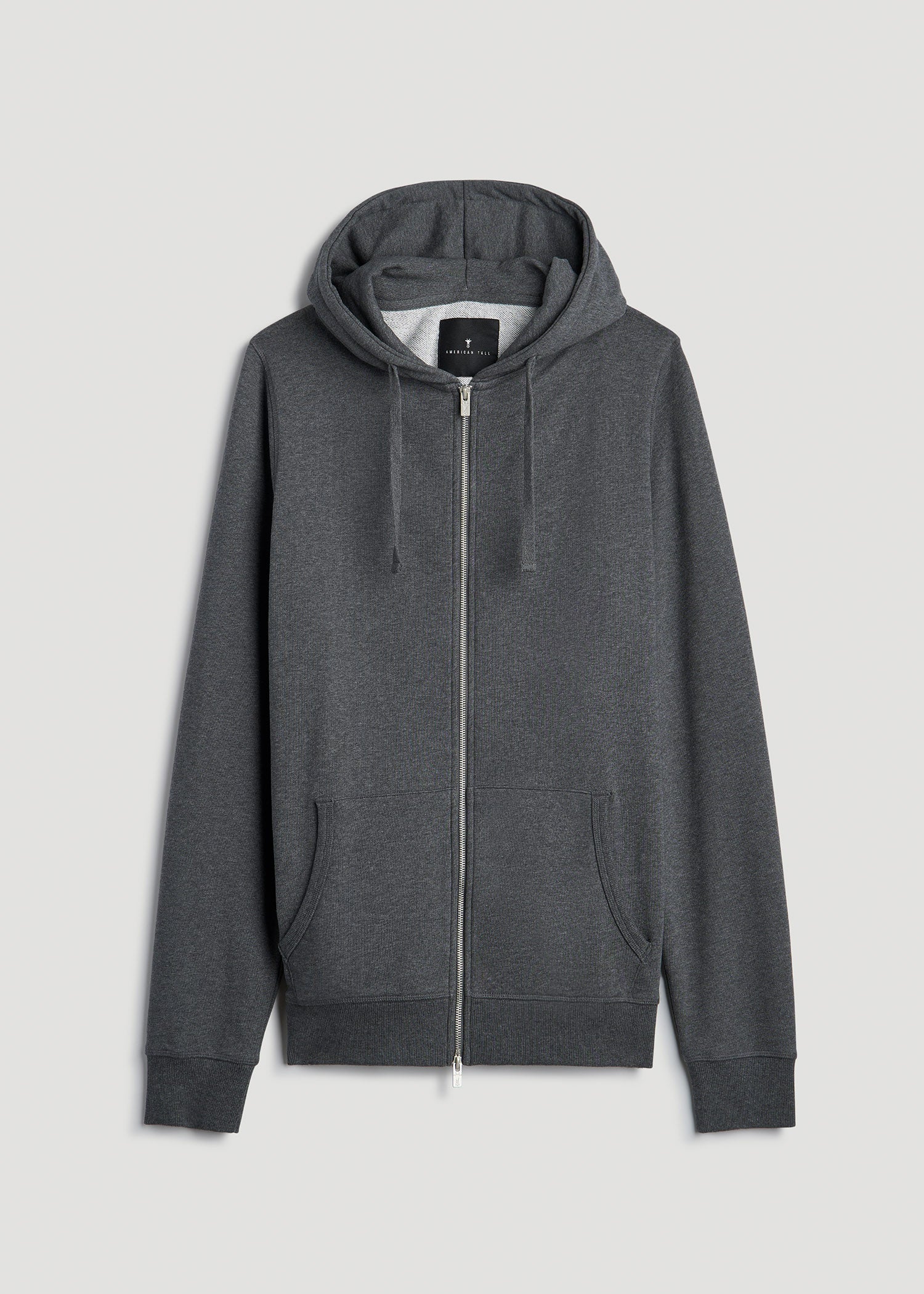 American Tall Men Wearever 2.0 French Terry Full-Zip Hoodie for Tall Men in Charcoal Mix