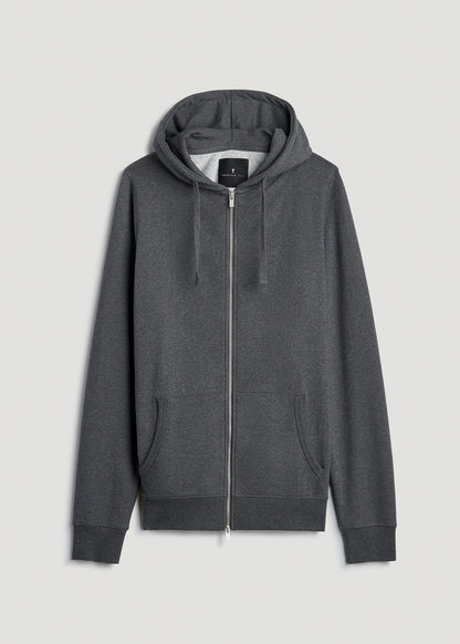 American Tall Men Wearever 2.0 French Terry Full-Zip Hoodie for Tall Men in Charcoal Mix