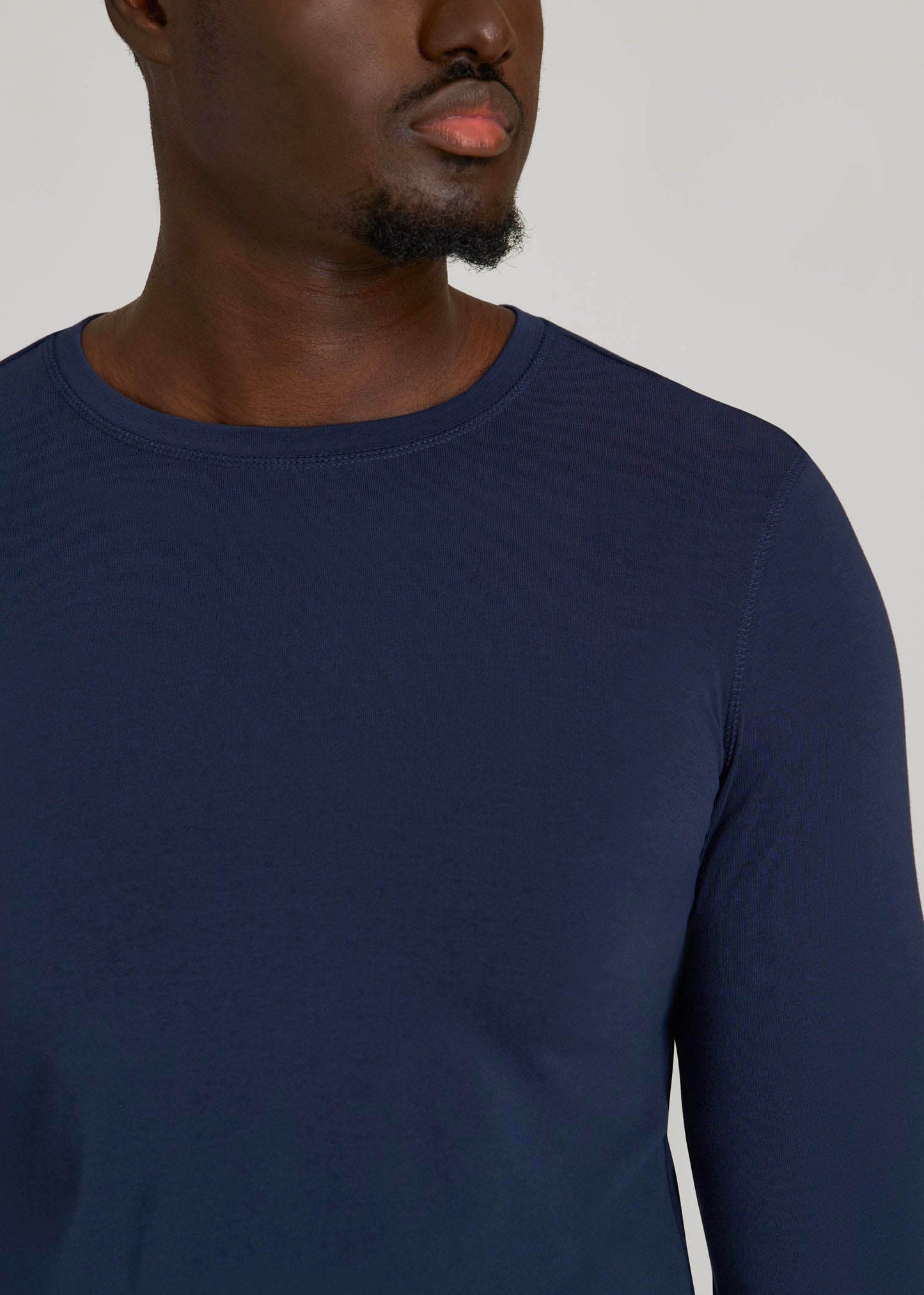American Tall Men The Essential Slim Fit Long Sleeve Tee for Tall Men in Navy