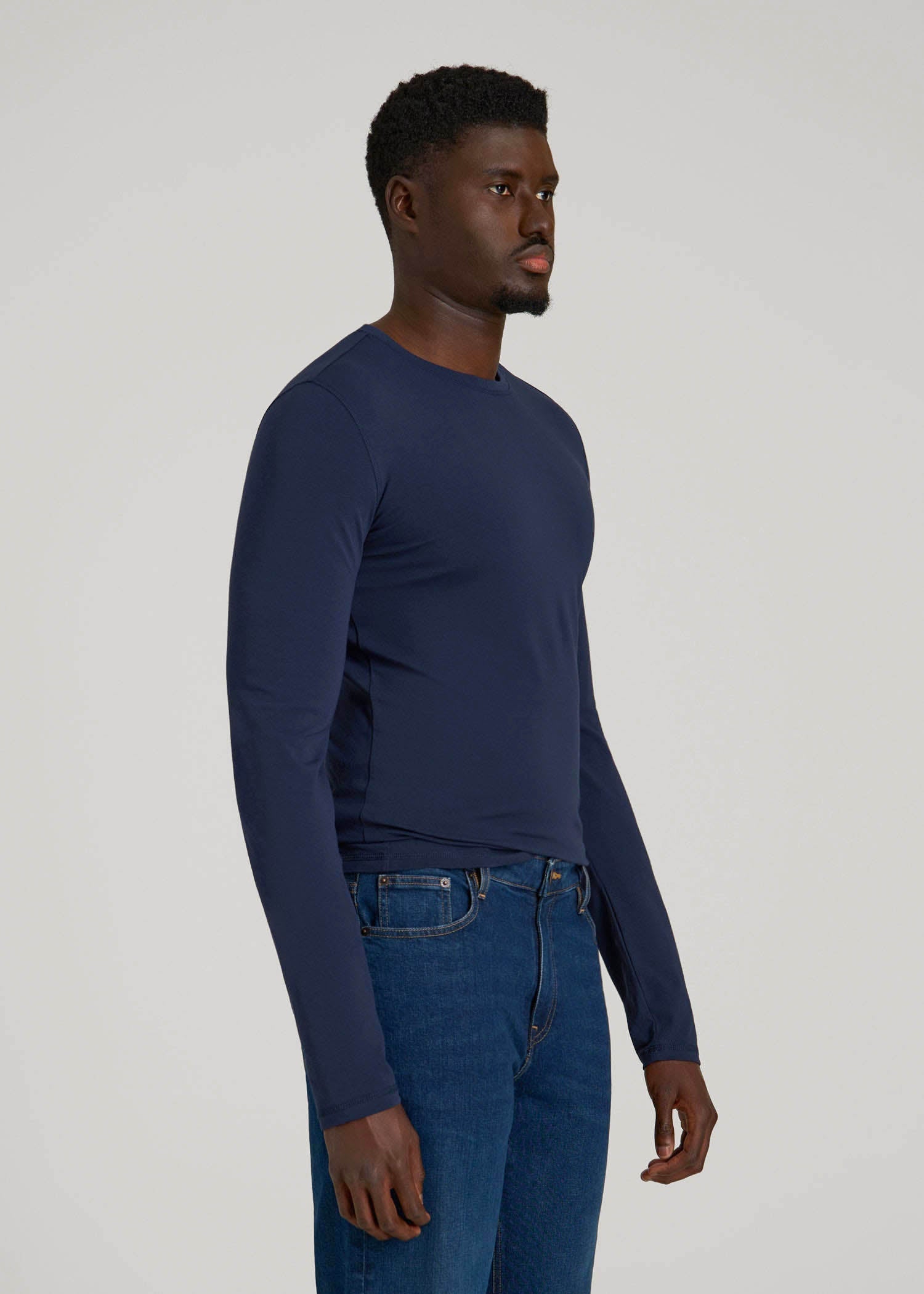 American Tall Men The Essential Slim Fit Long Sleeve Tee for Tall Men in Navy