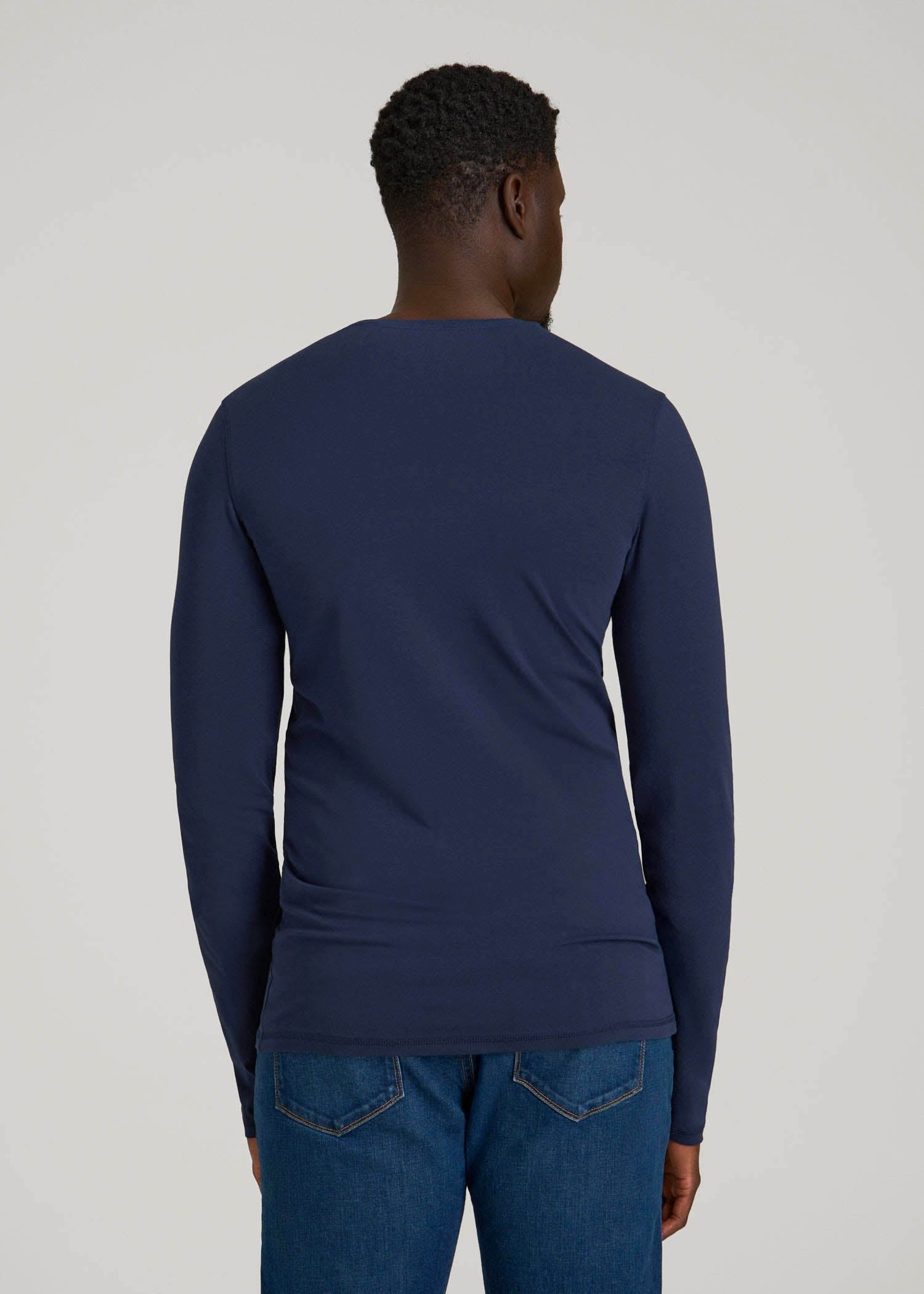 American Tall Men The Essential Slim Fit Long Sleeve Tee for Tall Men in Navy