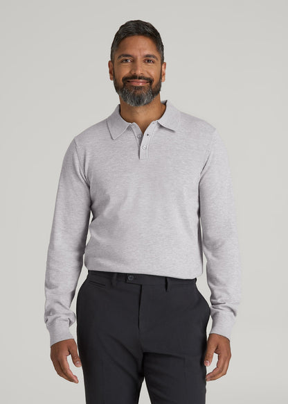 American Tall Men Polo Sweater for Tall Men in Light Grey