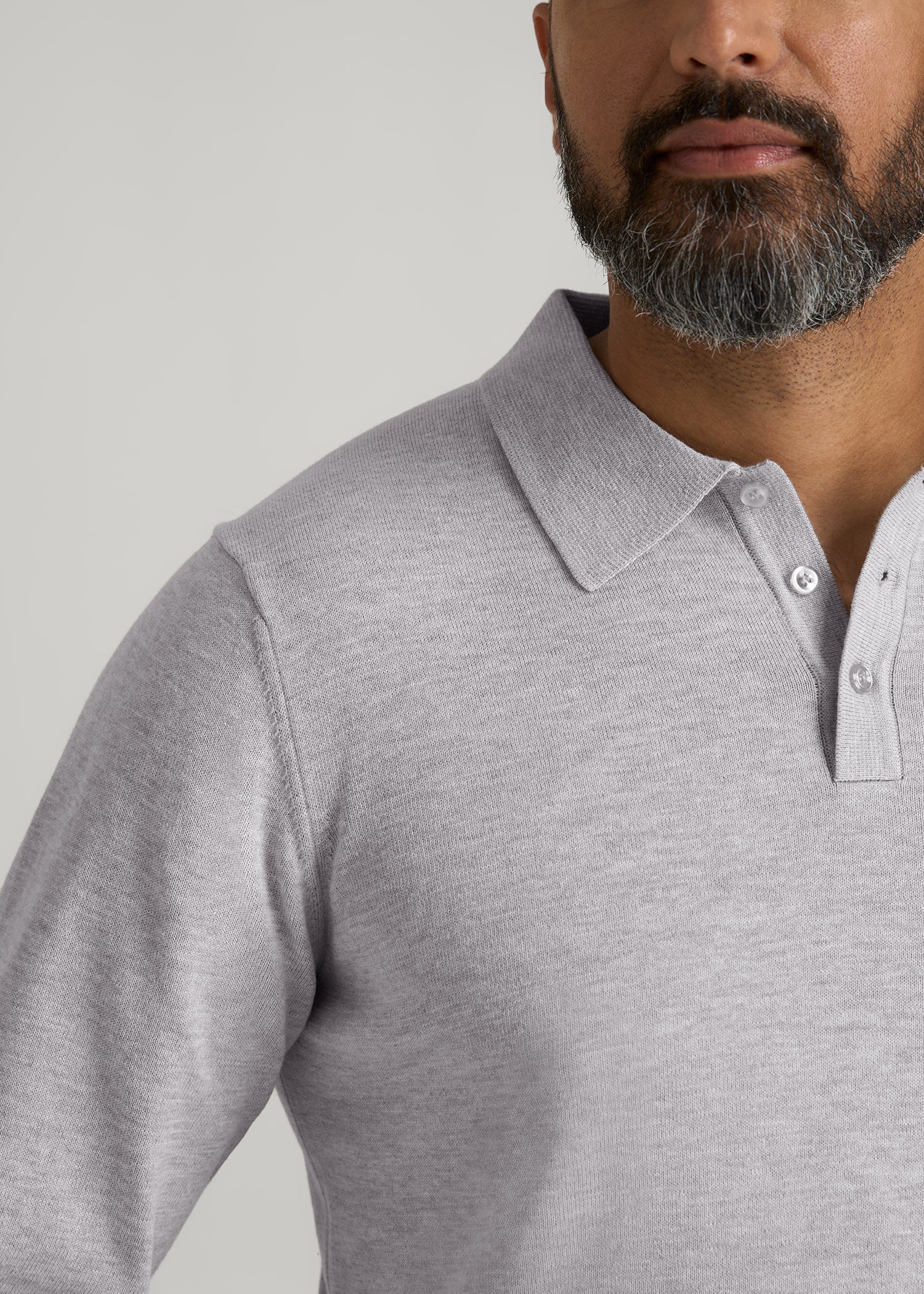 American Tall Men Polo Sweater for Tall Men in Light Grey