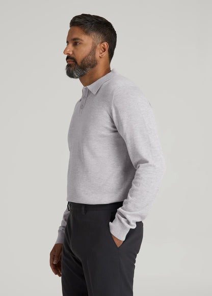 American Tall Men Polo Sweater for Tall Men in Light Grey