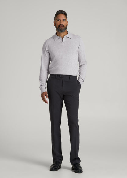 American Tall Men Polo Sweater for Tall Men in Light Grey