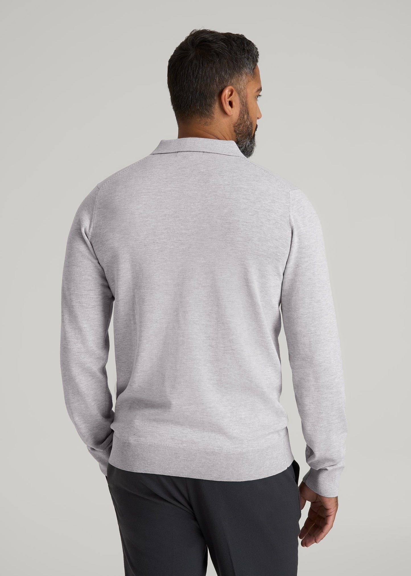 American Tall Men Polo Sweater for Tall Men in Light Grey