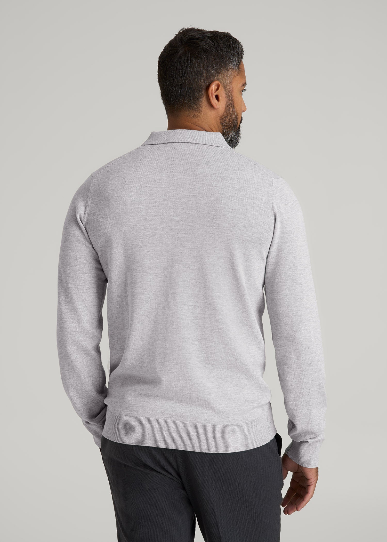 American Tall Men Polo Sweater for Tall Men in Light Grey