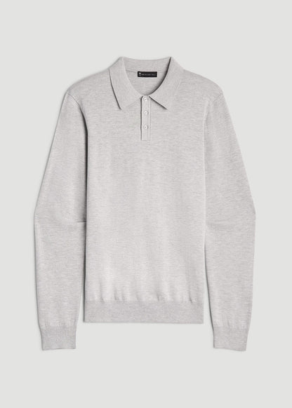 American Tall Men Polo Sweater for Tall Men in Light Grey