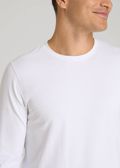 American Tall Men The Essential Modern Fit Crewneck Long Sleeve Tee for Tall Men in White