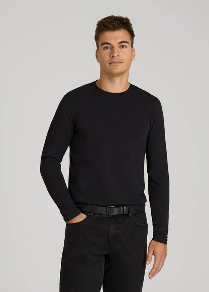 American Tall Men The Essential Modern Fit Crewneck Long Sleeve Tee for Tall Men in Black