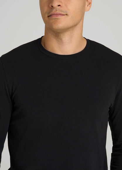 American Tall Men The Essential Modern Fit Crewneck Long Sleeve Tee for Tall Men in Black