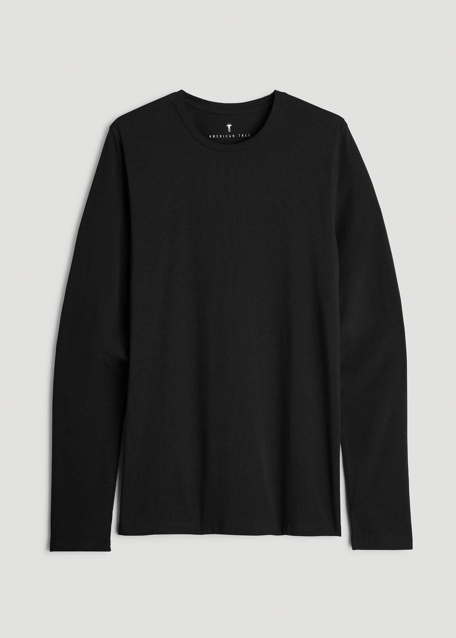 American Tall Men The Essential Modern Fit Crewneck Long Sleeve Tee for Tall Men in Black