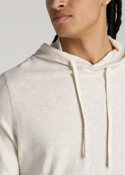 American Tall Men Sunwashed Slub Pullover Hoodie for Tall Men in Heathered Oatmeal