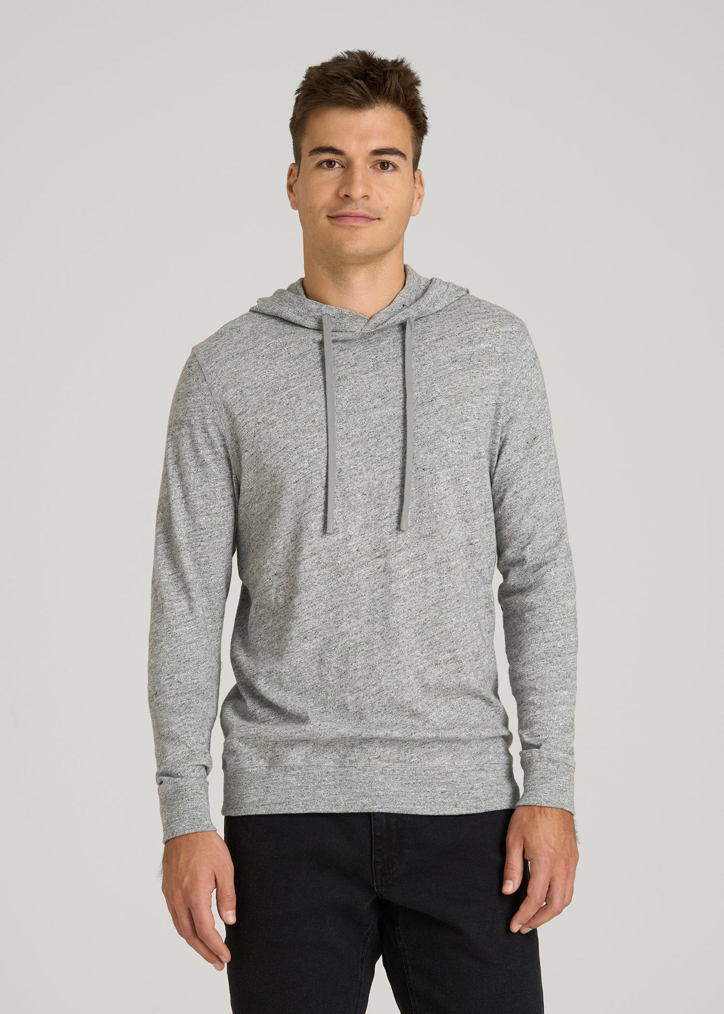 American Tall Men Sunwashed Slub Pullover Hoodie for Tall Men in Heathered Grey