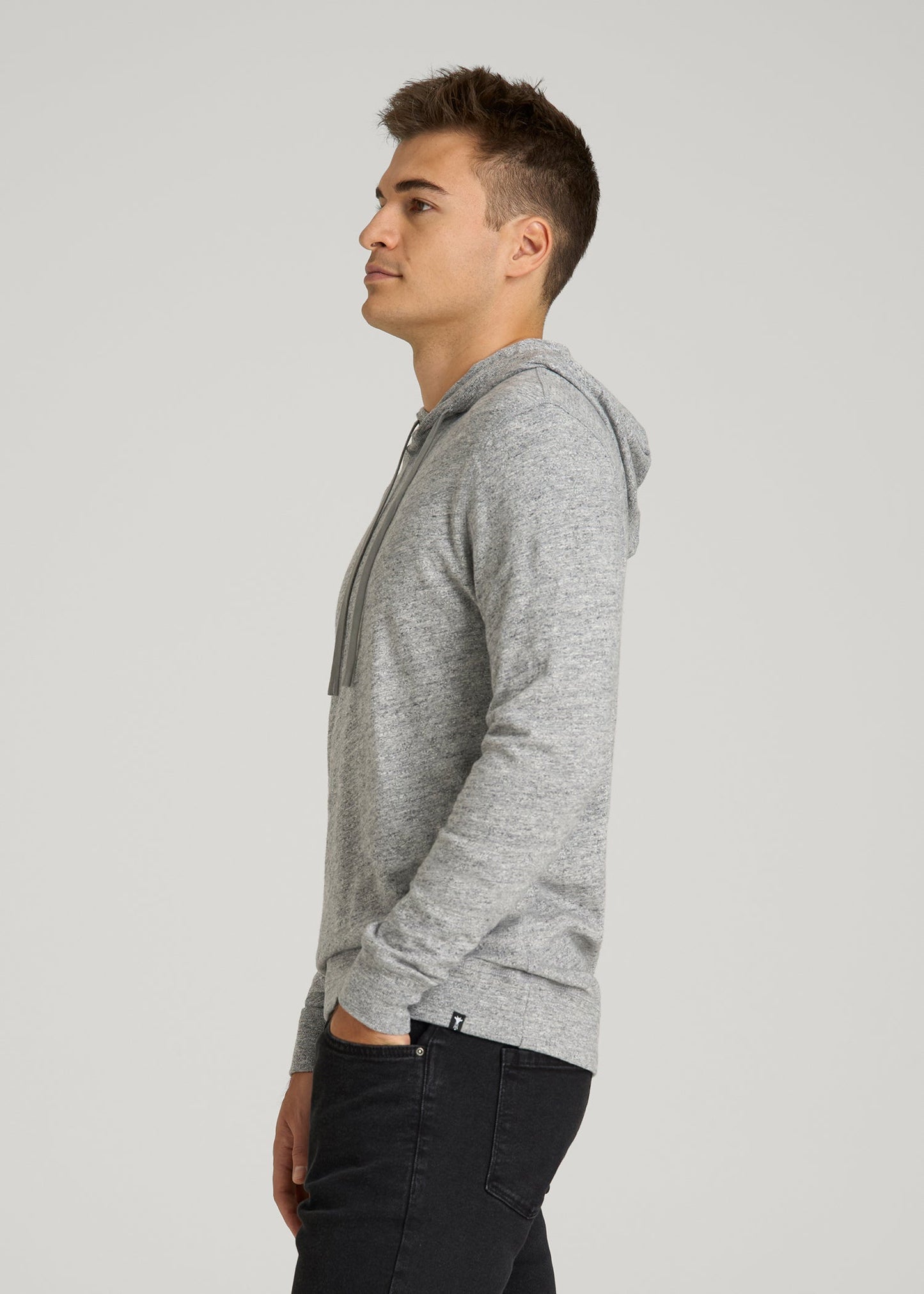 American Tall Men Sunwashed Slub Pullover Hoodie for Tall Men in Heathered Grey