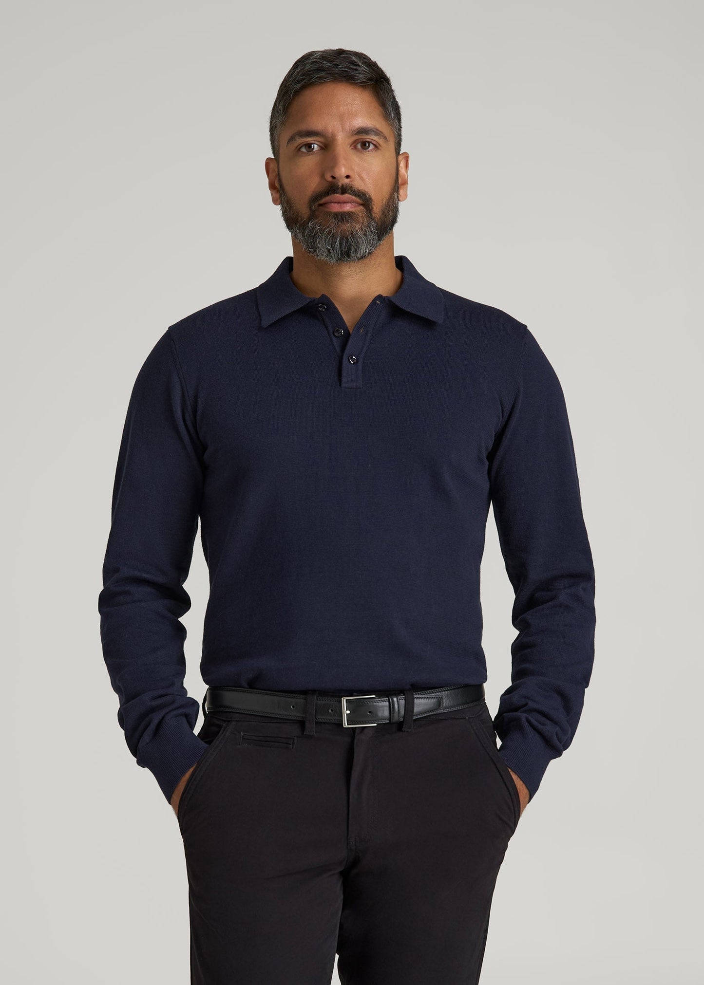 American Tall Men Polo Sweater for Tall Men in Evening Blue