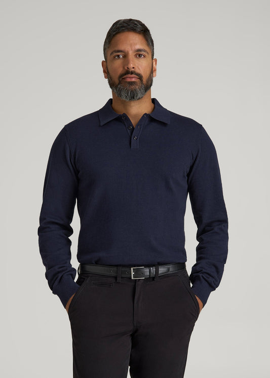American Tall Men Polo Sweater for Tall Men in Evening Blue