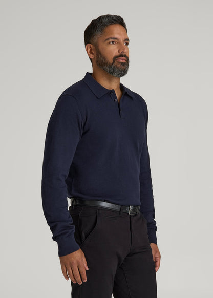 American Tall Men Polo Sweater for Tall Men in Evening Blue