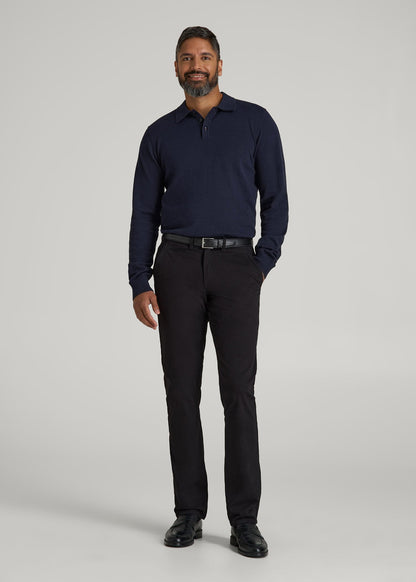 American Tall Men Polo Sweater for Tall Men in Evening Blue