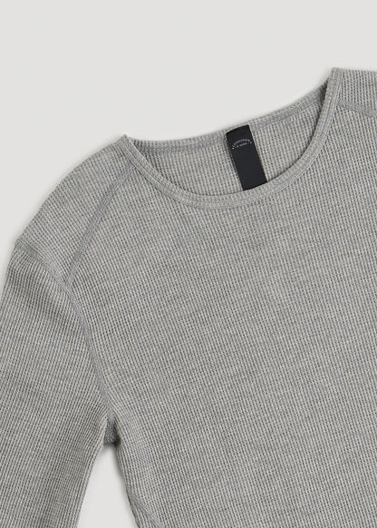 American Tall Men LJ&S Long Thermal Undershirt for Tall Men in Grey Mix
