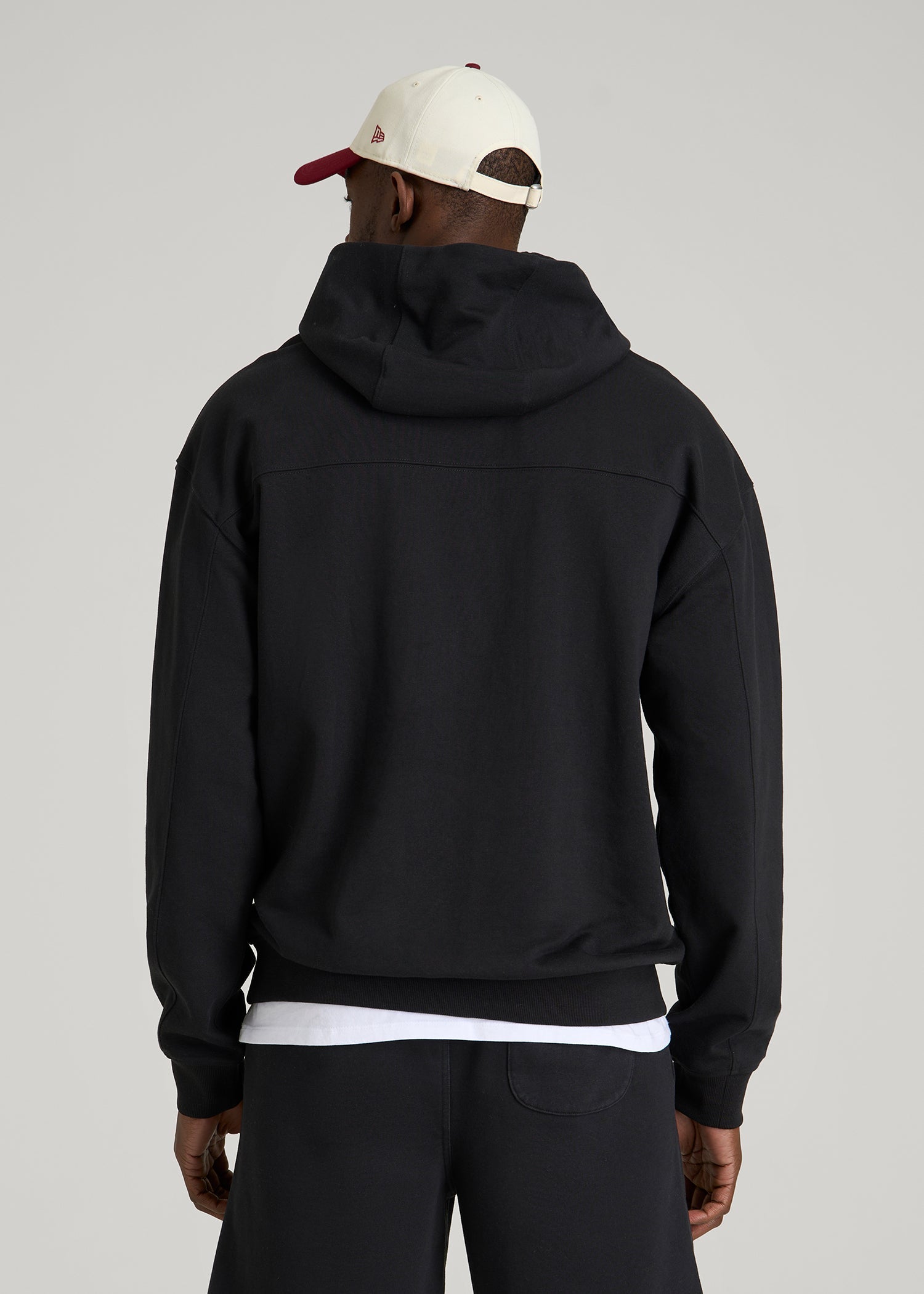 American Tall Men Everyday French Terry Popover Hoodie for Tall Men in Black