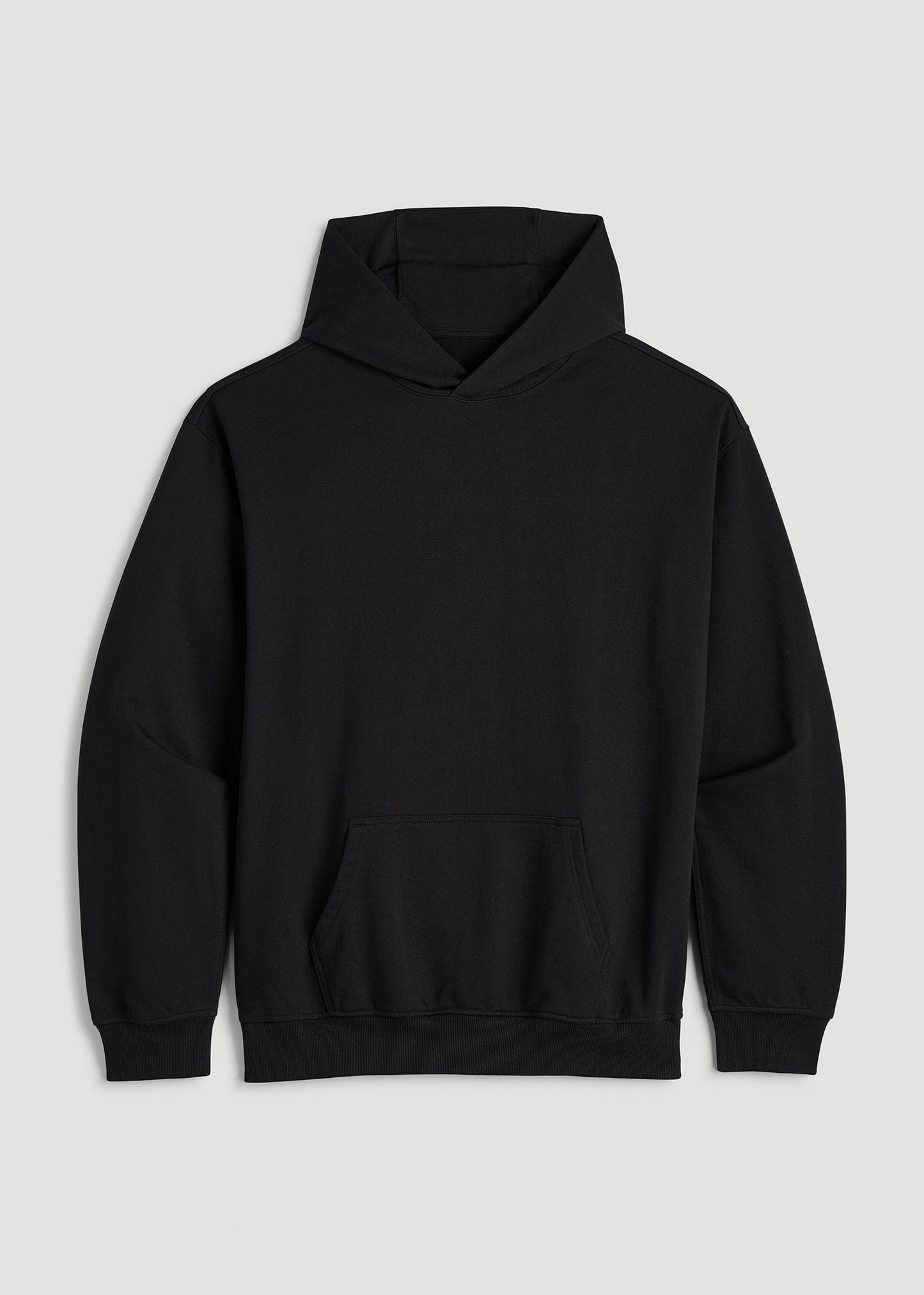 American Tall Men Everyday French Terry Popover Hoodie for Tall Men in Black