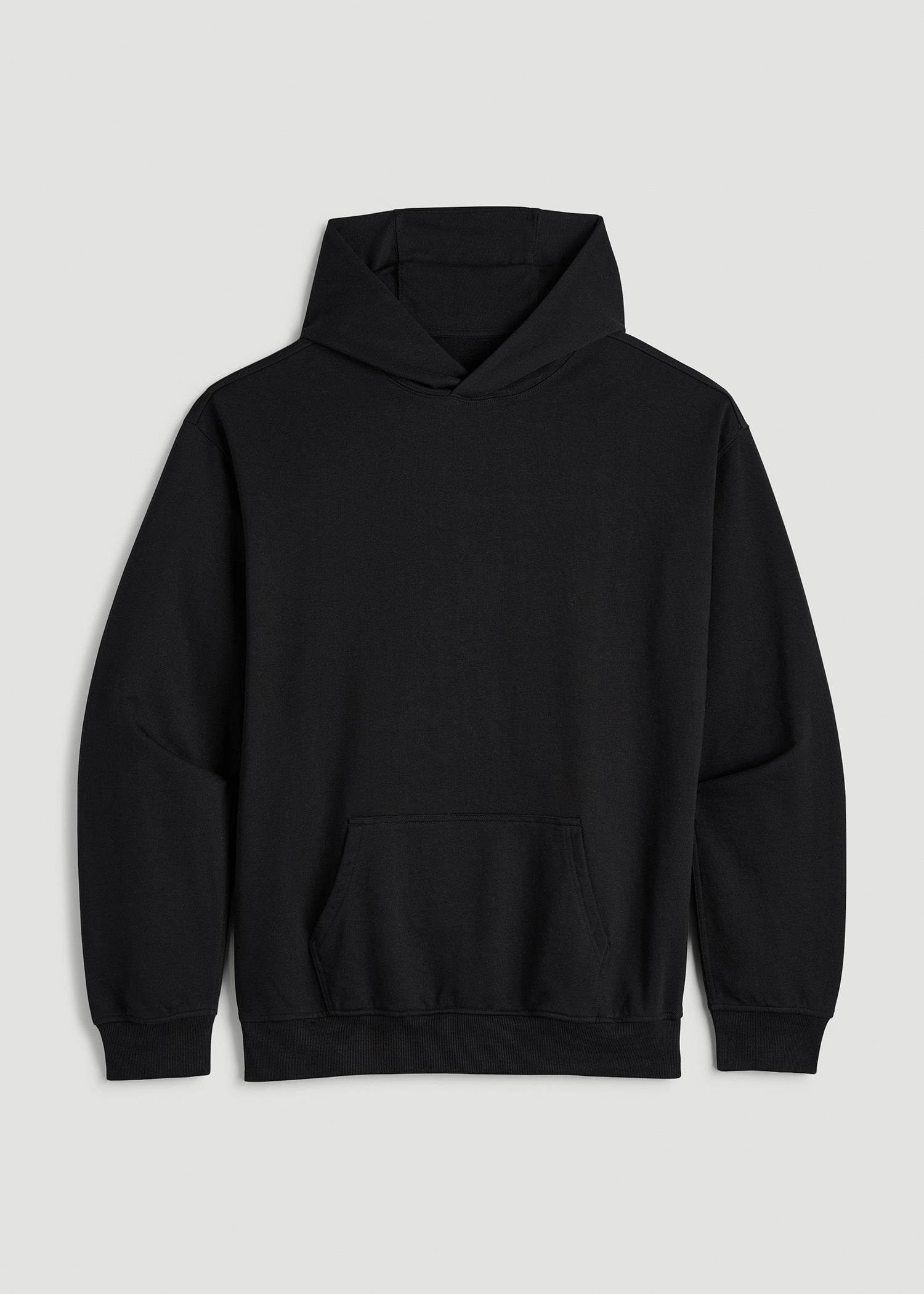 American Tall Men Everyday French Terry Popover Hoodie for Tall Men in Black