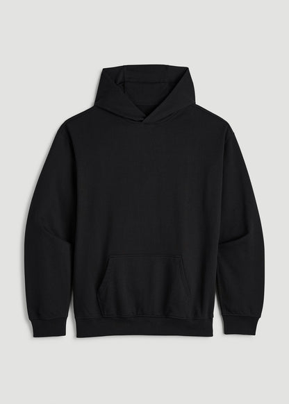 American Tall Men Everyday French Terry Popover Hoodie for Tall Men in Black