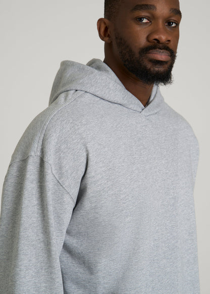 American Tall Men Everyday French Terry Popover Hoodie for Tall Men in Grey Mix