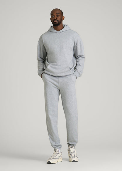American Tall Men Everyday French Terry Popover Hoodie for Tall Men in Grey Mix