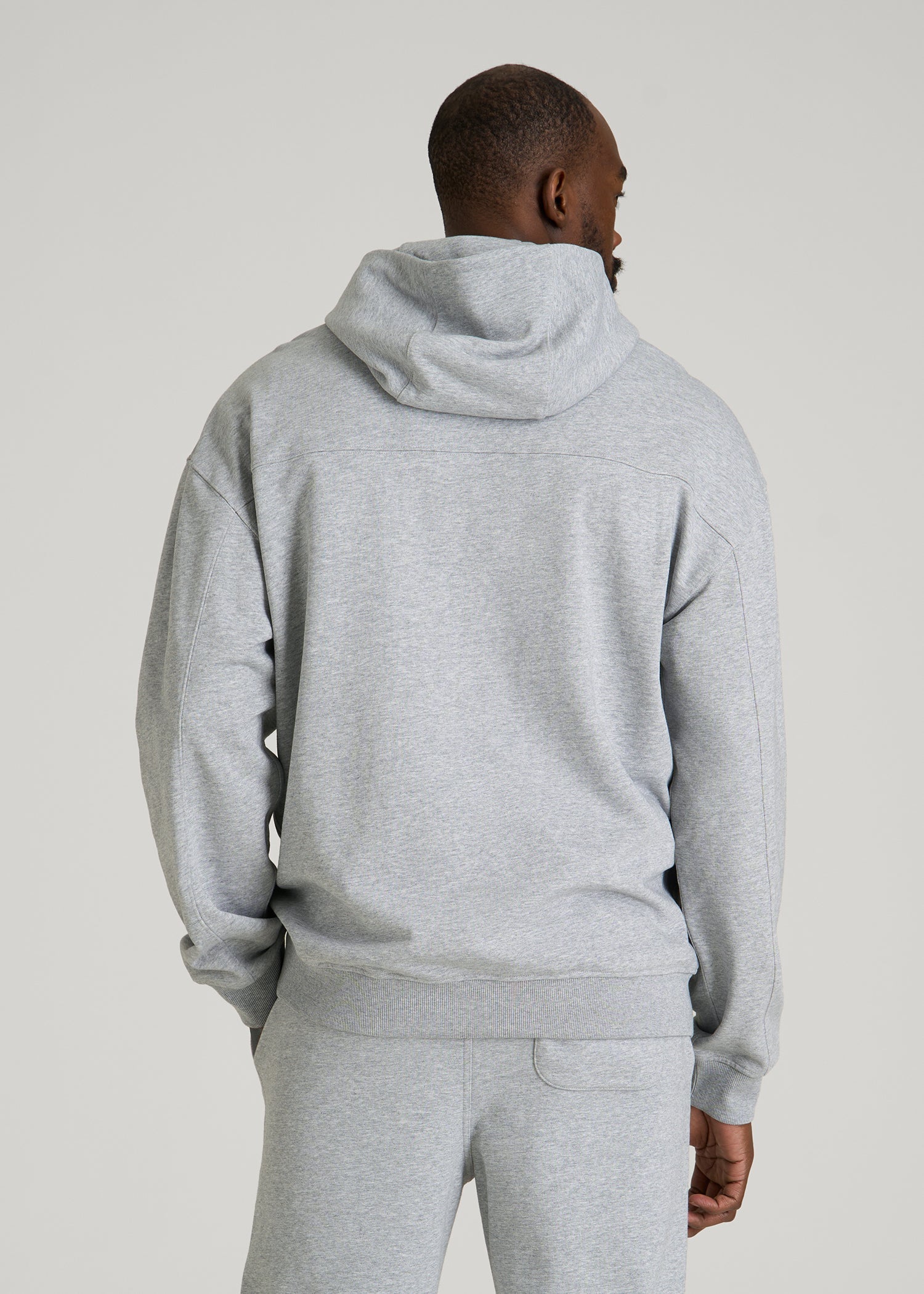 American Tall Men Everyday French Terry Popover Hoodie for Tall Men in Grey Mix