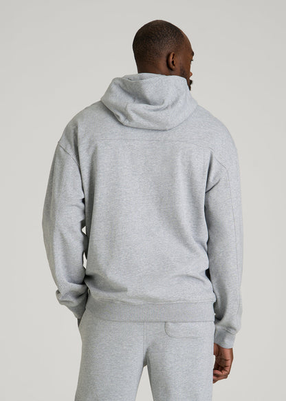American Tall Men Everyday French Terry Popover Hoodie for Tall Men in Grey Mix