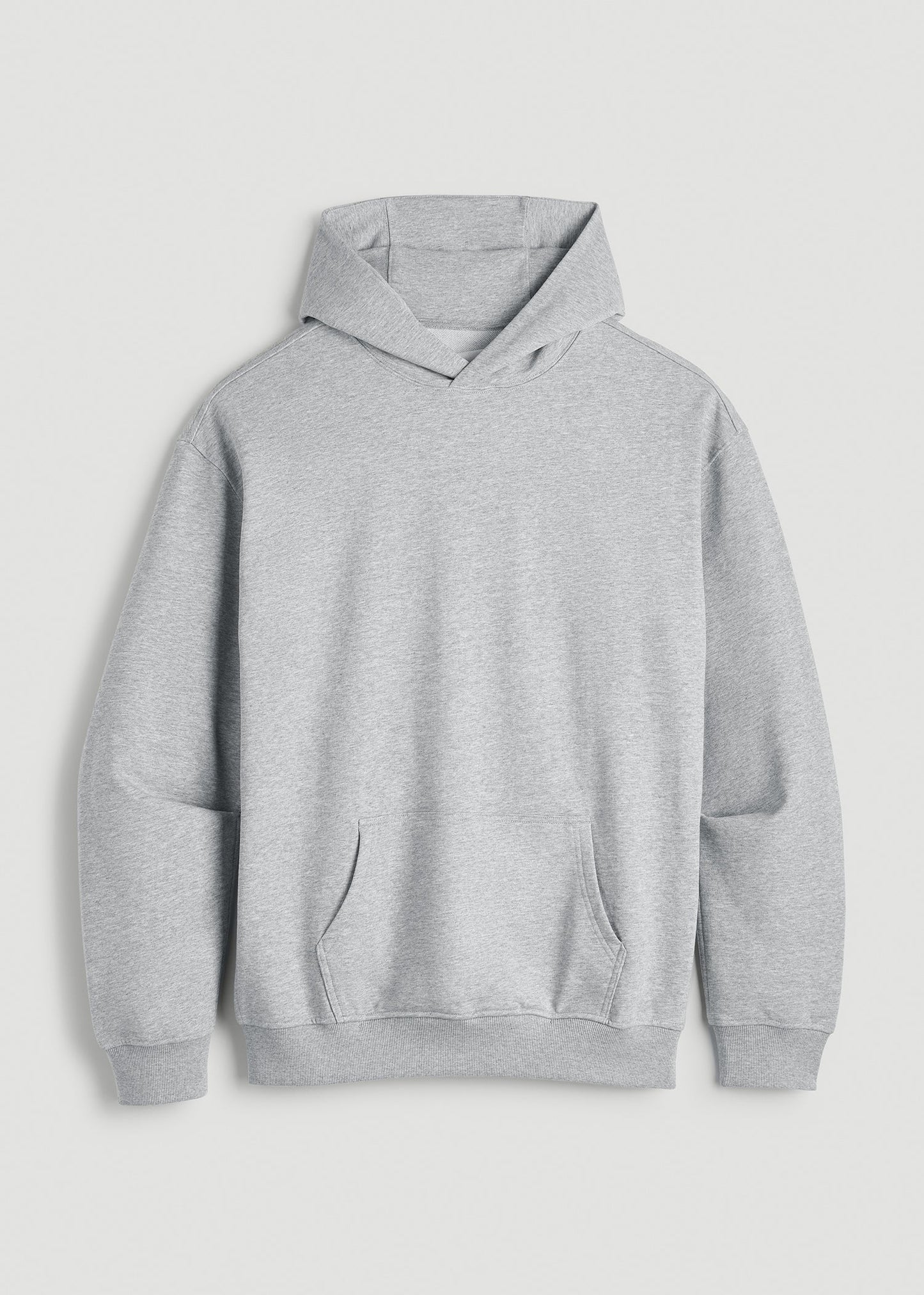 American Tall Men Everyday French Terry Popover Hoodie for Tall Men in Grey Mix