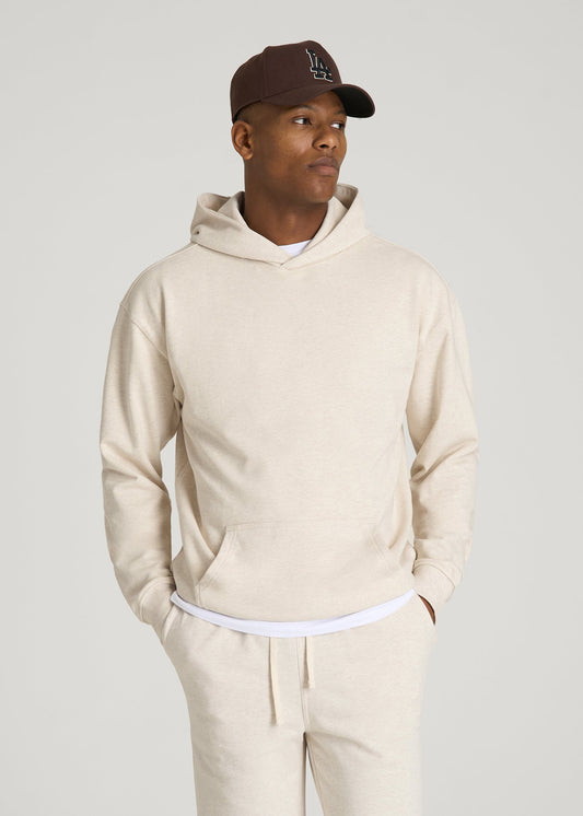 American Tall Men Everyday French Terry Popover Hoodie for Tall Men in Heathered Oatmeal