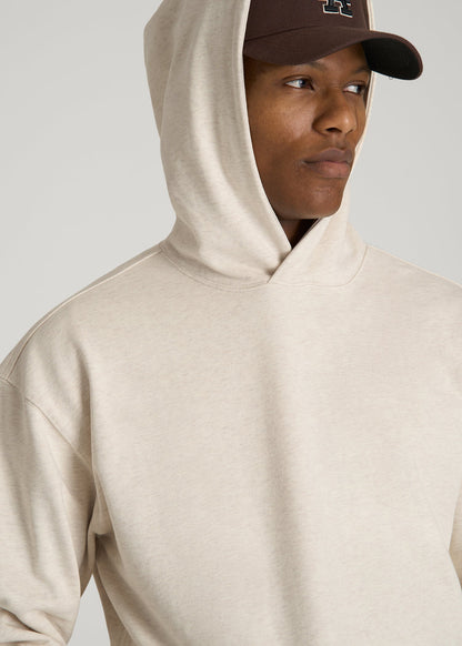 American Tall Men Everyday French Terry Popover Hoodie for Tall Men in Heathered Oatmeal